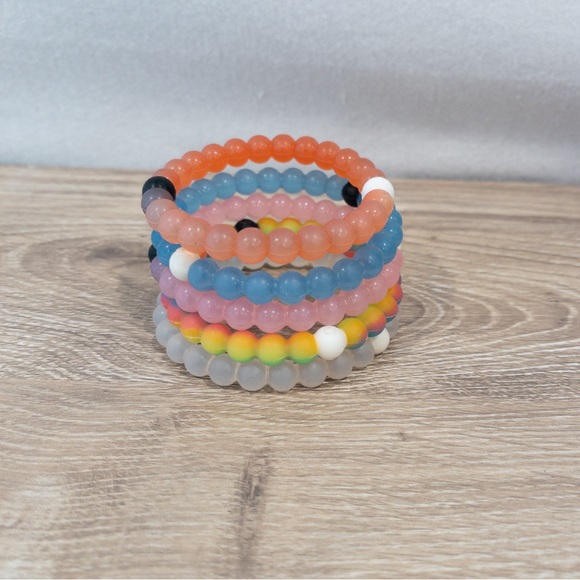 Lokai Silicone Beaded Bracelet Bubble Bead Stack of Five Multicolor - Picture 4 of 6